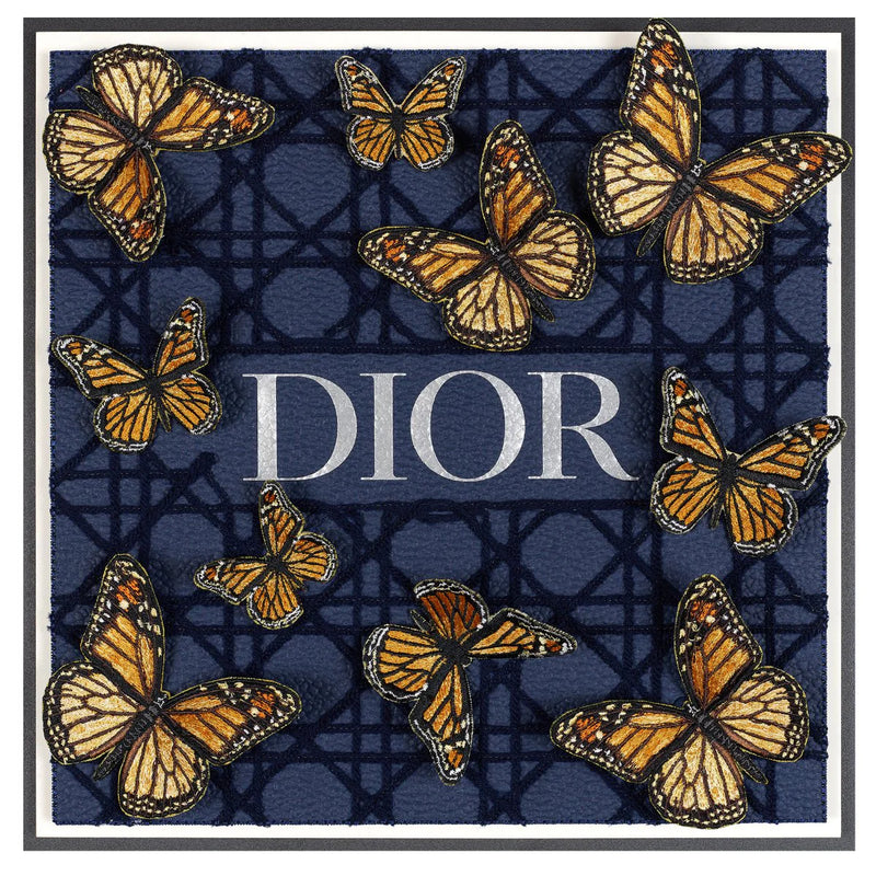 Stephen Wilson Studio Dior Navy Butterfly Swarm 12"x12"