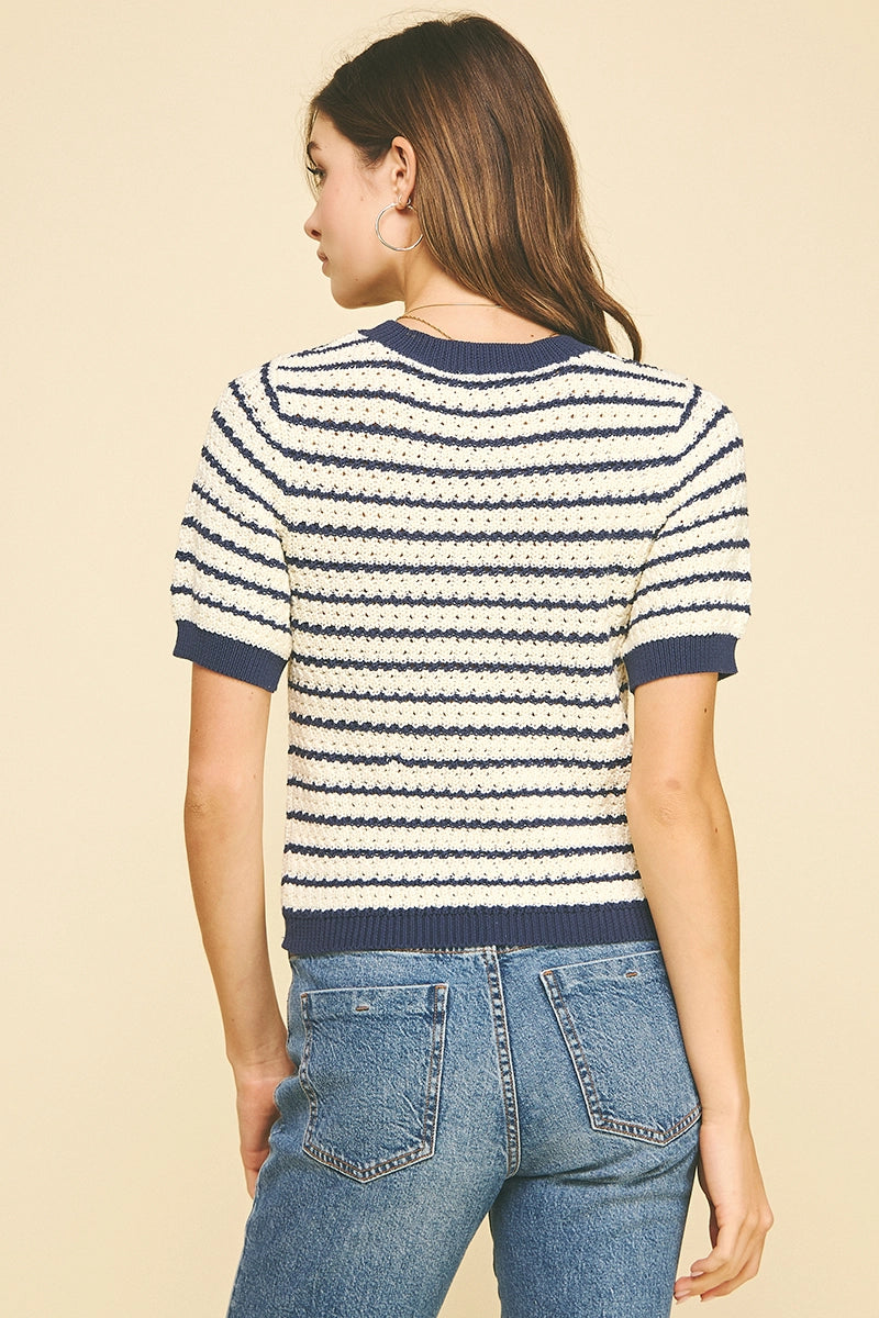 Striped Short Sleeve Sweater