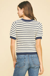 Striped Short Sleeve Sweater