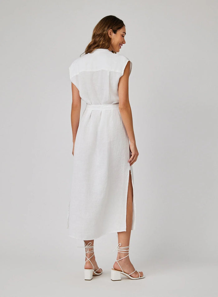 Pintuck Maxi Dress White