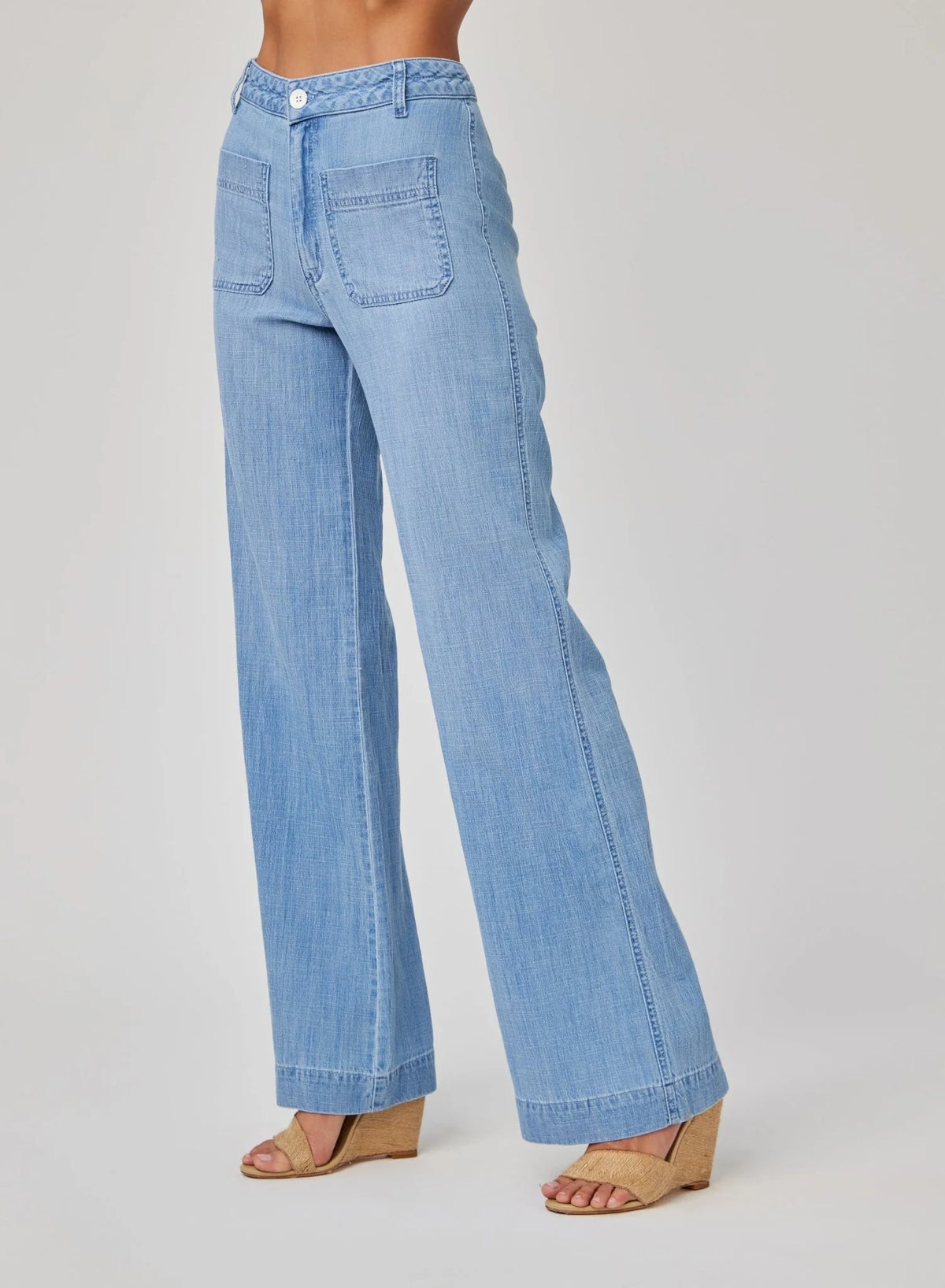 Lola Two Pocket Wide Leg - Sea Breeze Wash