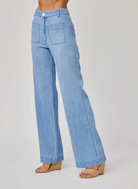 Lola Two Pocket Wide Leg - Sea Breeze Wash
