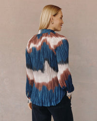 Pleated Raglan Sleeve Shirt Midnight Tides Print