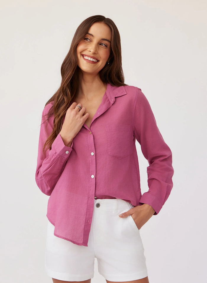 Bella Dahl Pocket Button Down Amethyst Rose