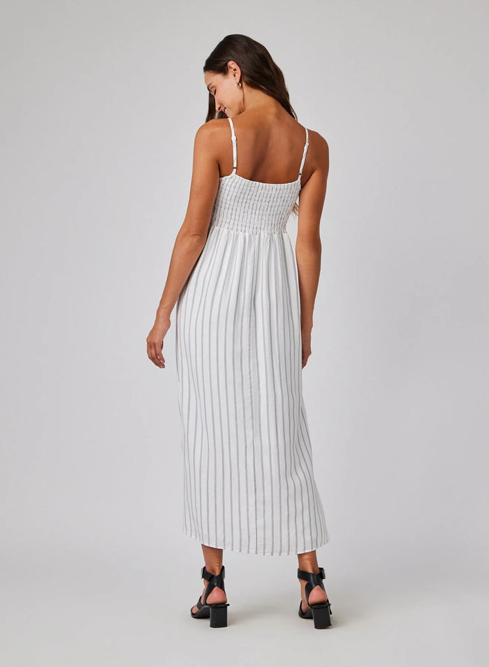 Smocked Cami Maxi Dress - Makena Beach Stripe