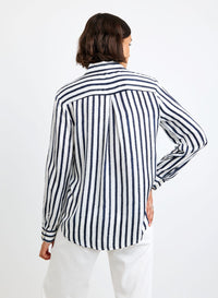 Bella Dahl High Low Hem Shirt Indigo Ink Stripe