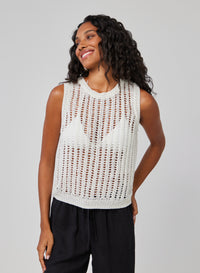 Bella Dahl White Crew Neck Vest