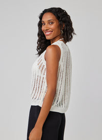 Bella Dahl White Crew Neck Vest