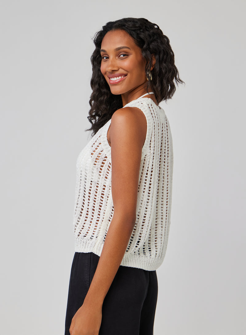 Bella Dahl White Crew Neck Vest