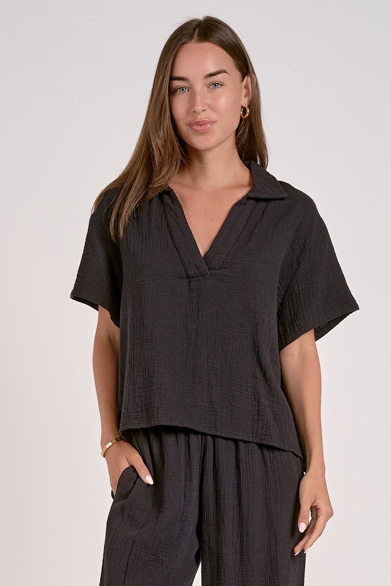 Black Linen Top