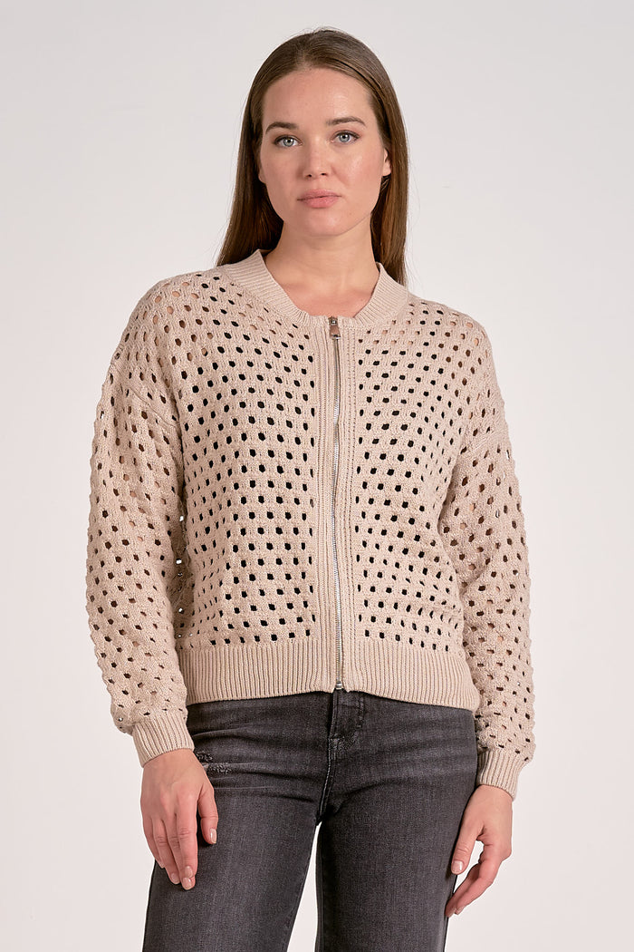 Stone Zip Up Sweater