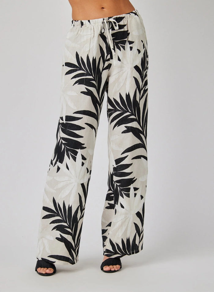 Wide Leg W/ Drawstring Maui Palm Print