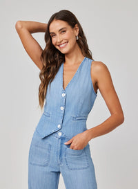 Wren Welt Pocket Vest - Sea Breeze Wash