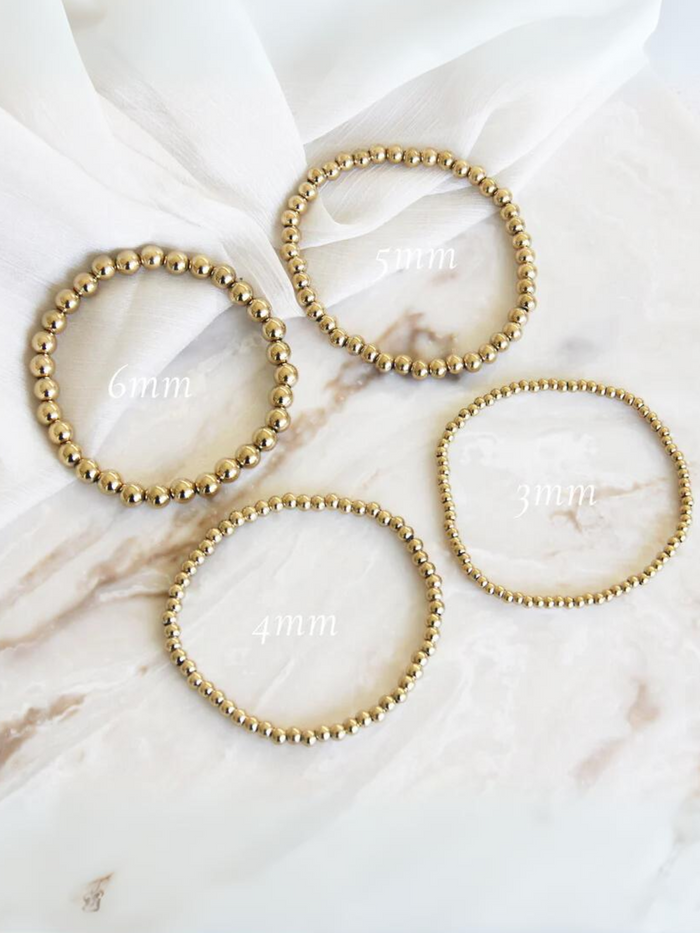 Gold Bead Bracelet 6mm