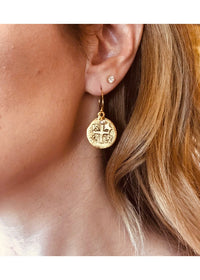 Coin Cross Hoop Earrings